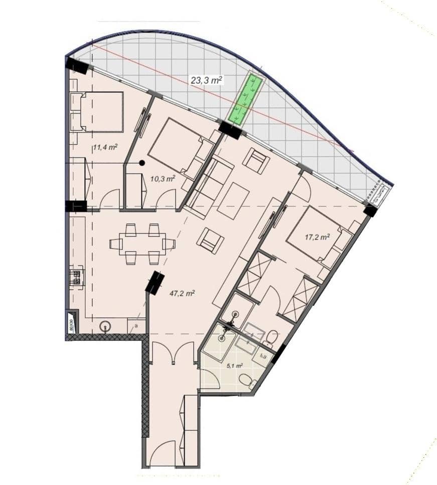 4-ოთახიანი, 114.5 მ², სართული 7