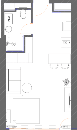 Studio, 33.3 m², Floor 22
