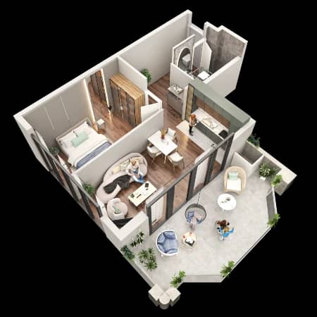 {{roomApartmentOrStudio}}, 49.3 м², 15 этаж в ЖК "Tekto Franco"