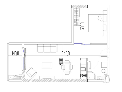 {{roomApartmentOrStudio}}, 40 м², 5 этаж в ЖК "Intourist Residence"