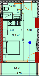 Studio, 33.3 m², Floor 6