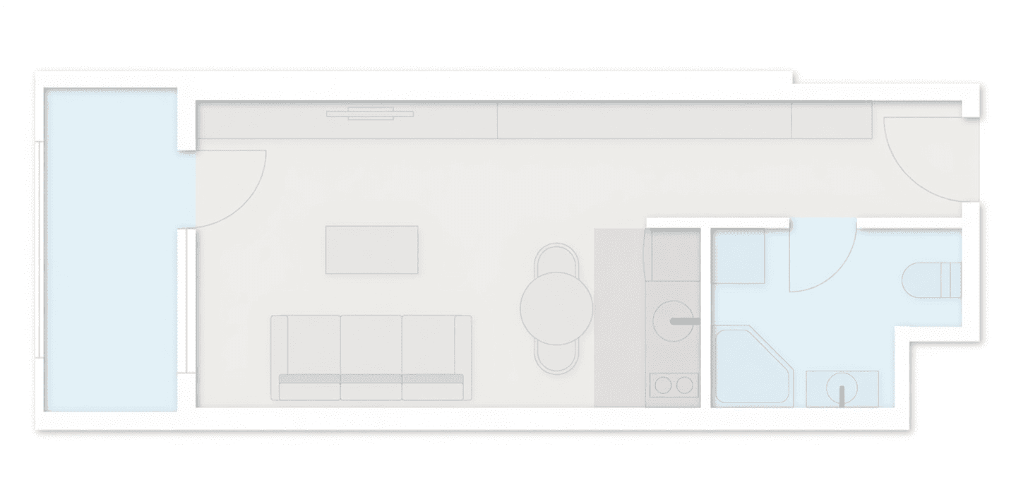 单间, 33.9 m²
