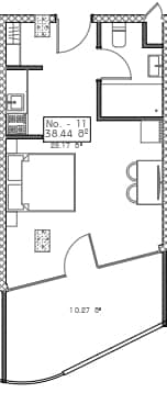 {{roomApartmentOrStudio}}, 38.44 м², 6 этаж в ЖК "Mardi Hills"
