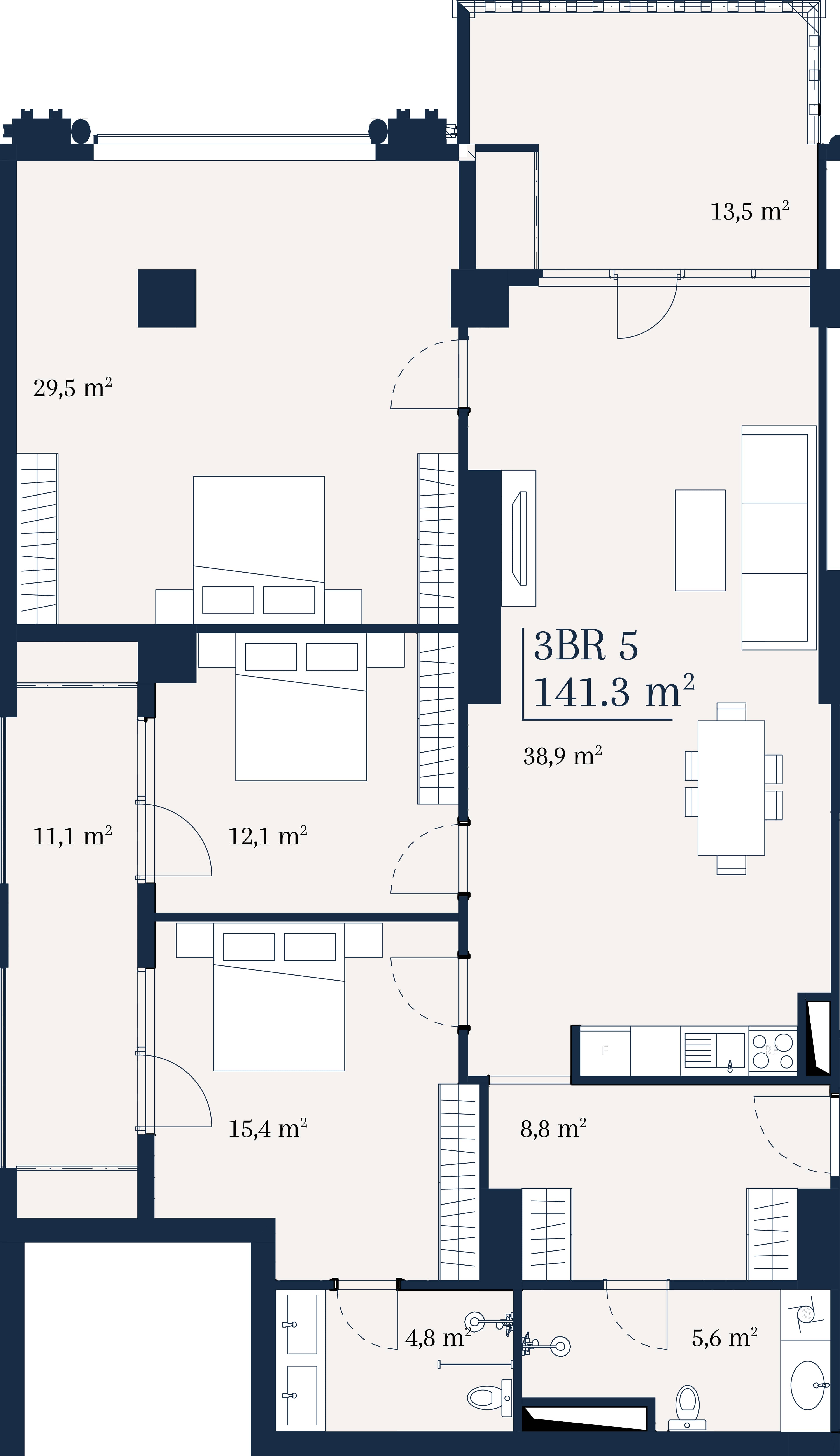 3-room, 141.3 m²