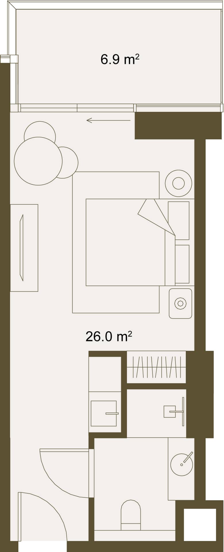 Studio, 32.5 m²