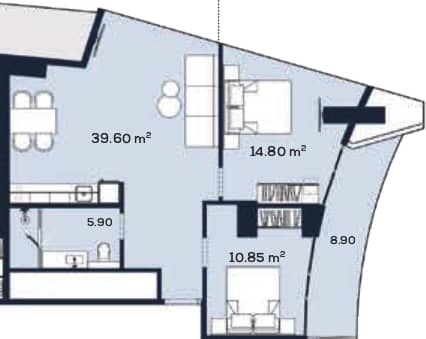 {{roomApartmentOrStudio}}, 80.05 მ², 49 სართული, Alliance Centropolis ბათუმში