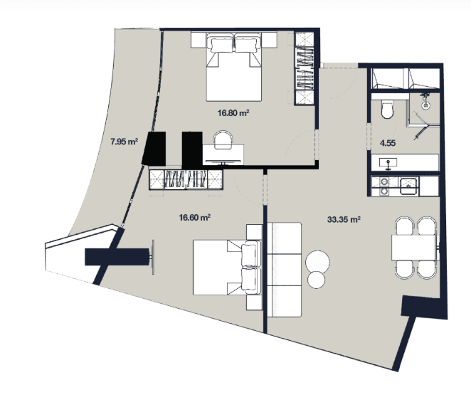 {{roomApartmentOrStudio}}, 79.25 მ², 50 სართული, Alliance Centropolis ბათუმში