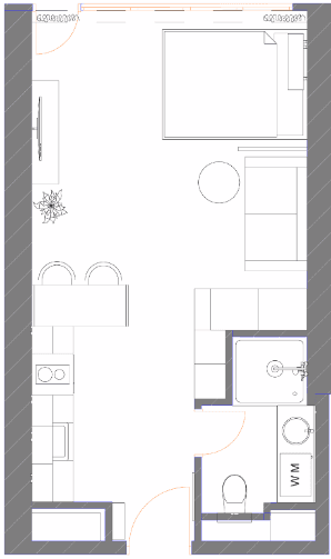Studio, 34.9 m², of 34