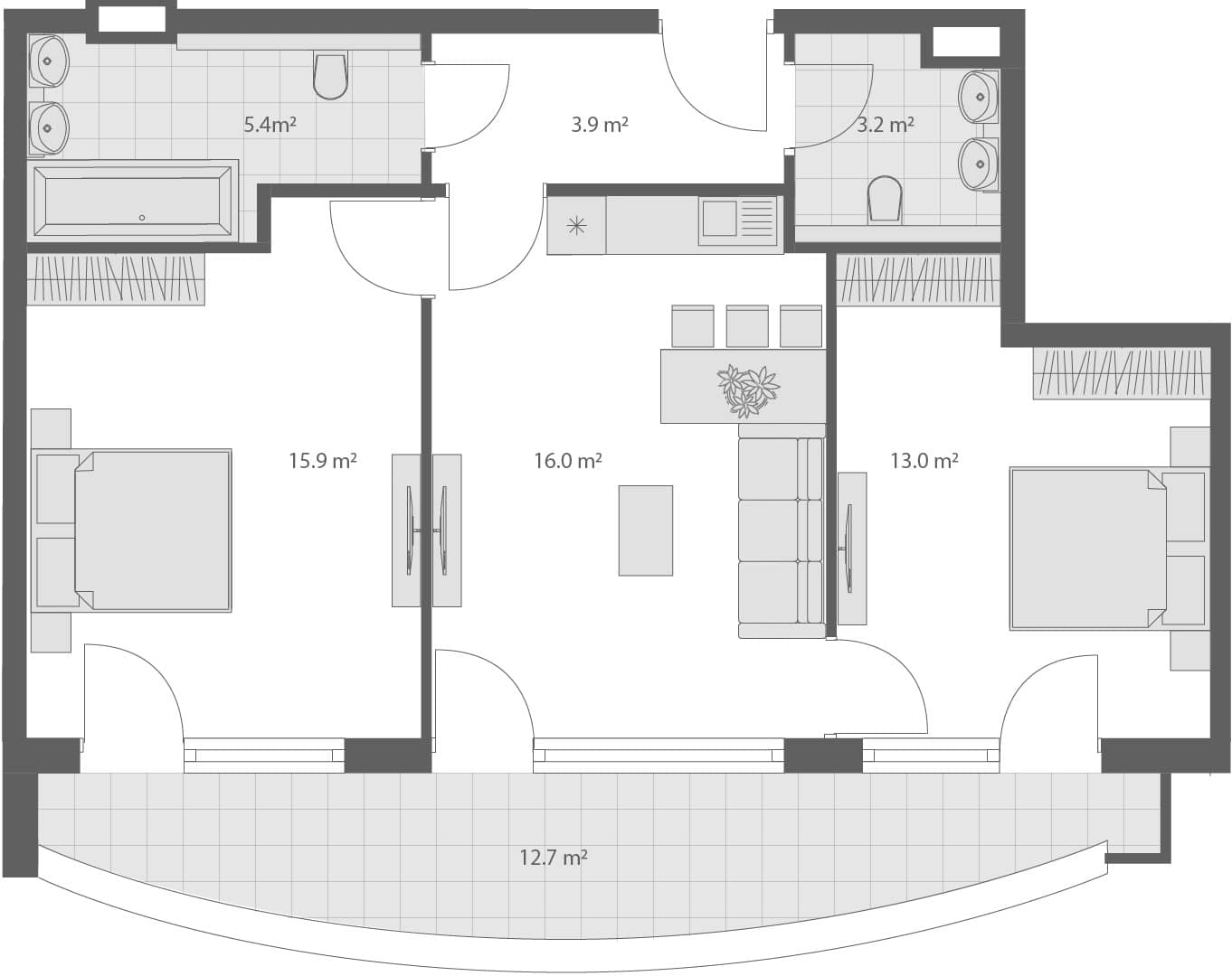 {{roomApartmentOrStudio}}, 70.1 მ², 3 სართული, Wyndham Grand Family Club ბათუმში