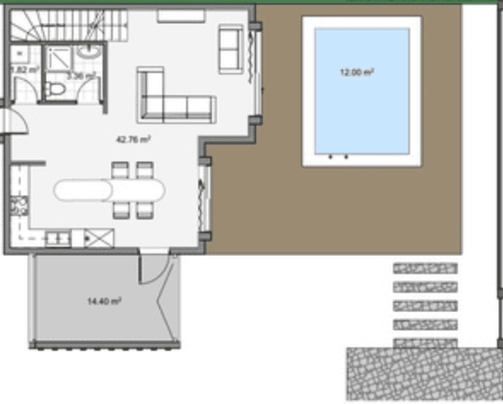 2-комн, 145.4 м², этаж 1