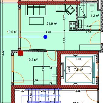 {{roomApartmentOrStudio}}, 48.1 м², 2 этаж в ЖК "Lagoon Resort"