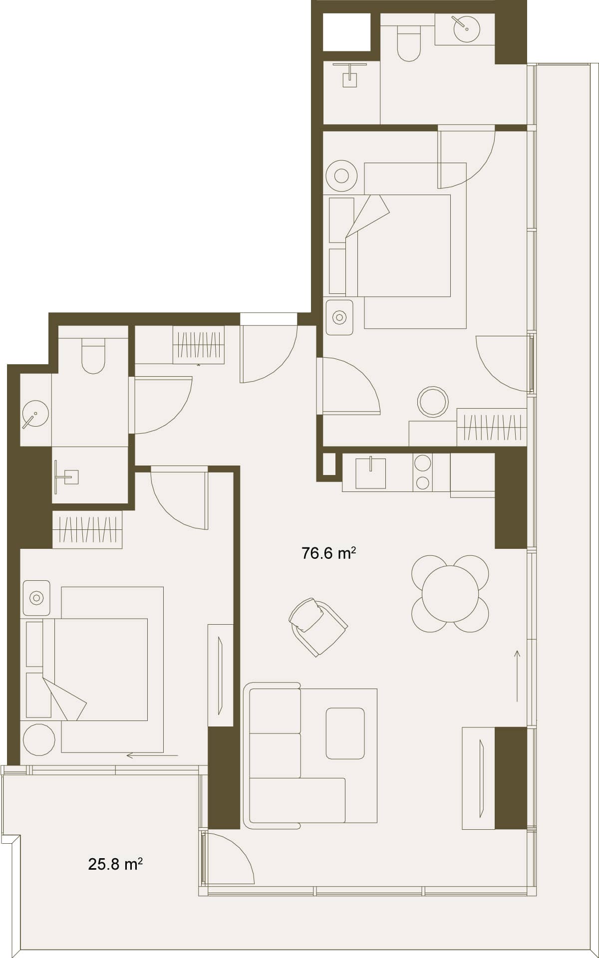 {{roomApartmentOrStudio}}, 102.4 მ², 5 სართული, NEXT GARDENS ბათუმში