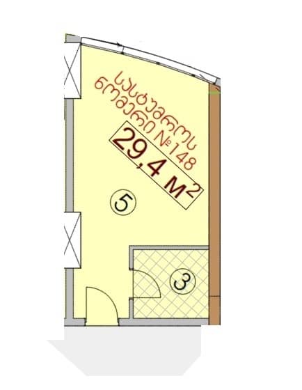 {{roomApartmentOrStudio}}, 29.4 მ², 27 სართული, Dar Tower ბათუმში