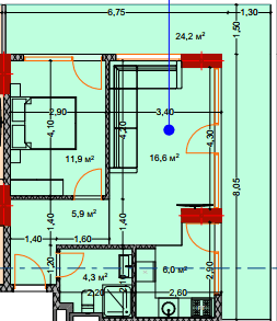 2-room, 72.6 m², Floor 13
