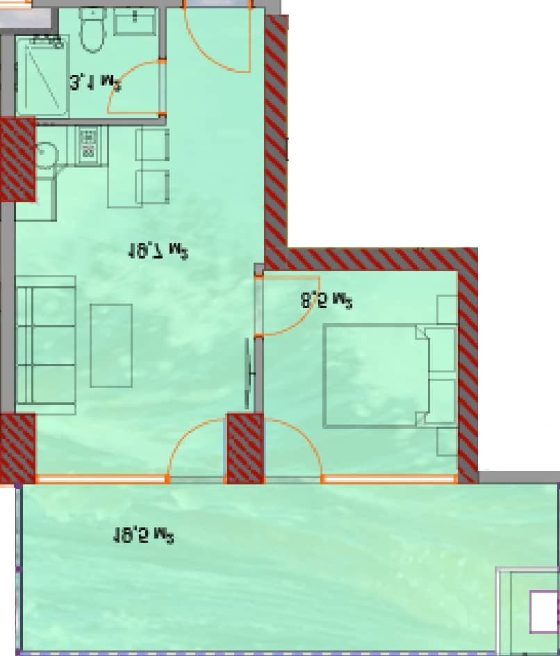 {{roomApartmentOrStudio}}, 51.9 მ², 20 სართული, Horizon Grand Residence ბათუმში