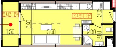 {{roomApartmentOrStudio}}, 39.27 მ², 26 სართული, Intourist Residence ბათუმში