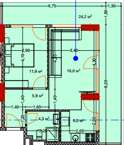 2-room, 72.6 m², Floor 3