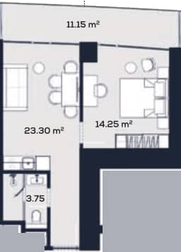 {{roomApartmentOrStudio}}, 52.45 მ², 52 სართული, Alliance Centropolis ბათუმში