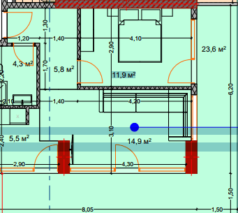 2-room, 67.5 m², Floor 2