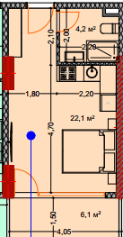 Студия, 33.5 м², этаж 6