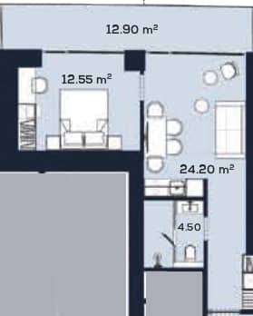 {{roomApartmentOrStudio}}, 54.15 მ², 48 სართული, Alliance Centropolis ბათუმში