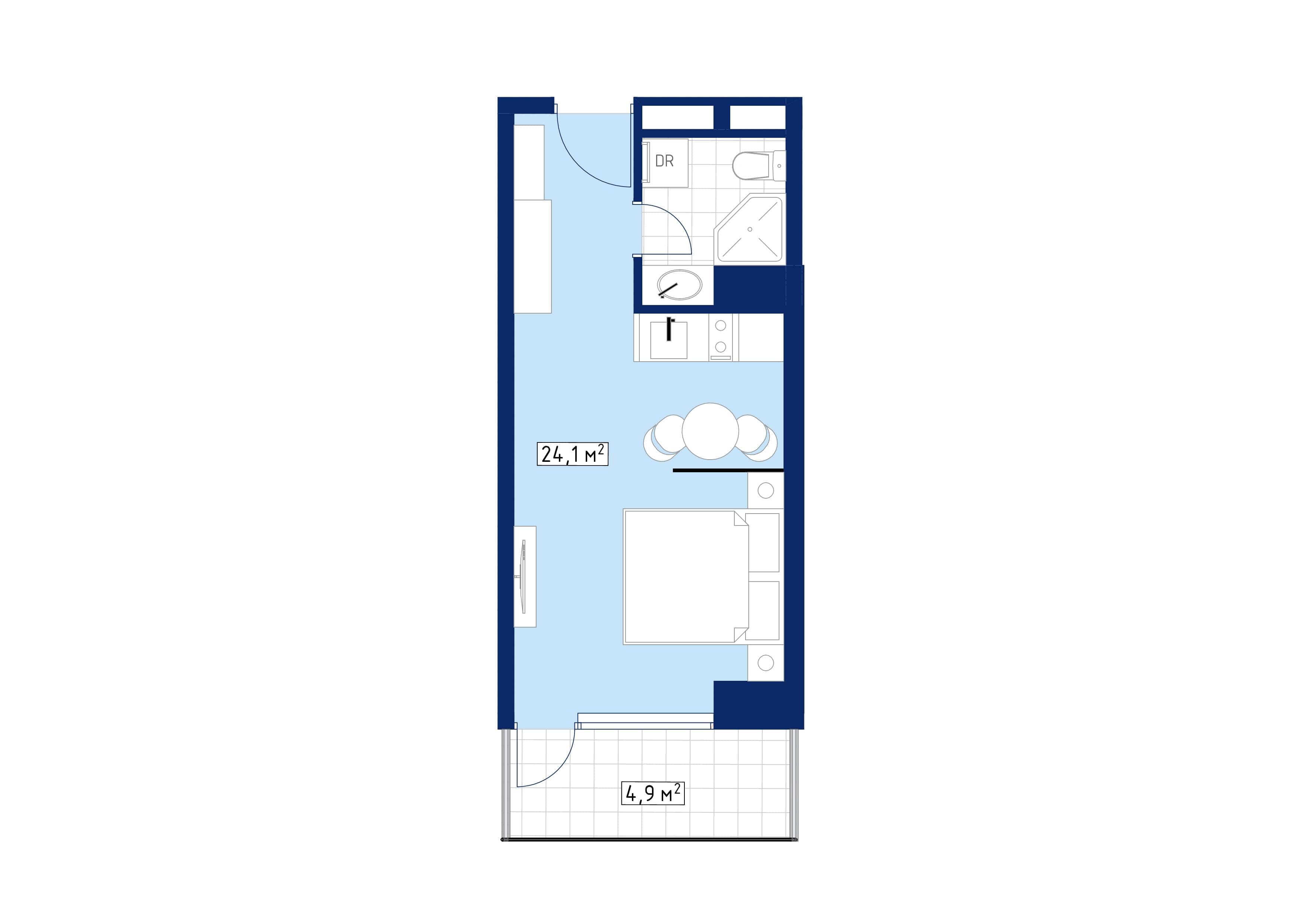 {{roomApartmentOrStudio}}, 29.3 м², 36 этаж в ЖК "Calligraphy Towers"