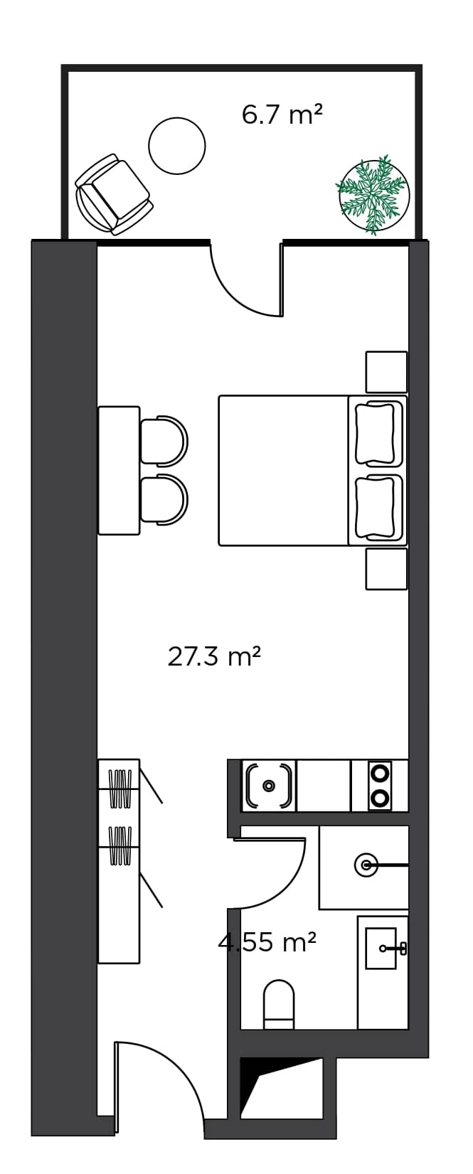 {{roomApartmentOrStudio}}, 38.55 მ², 17 სართული, Ambassadori Island ბათუმში