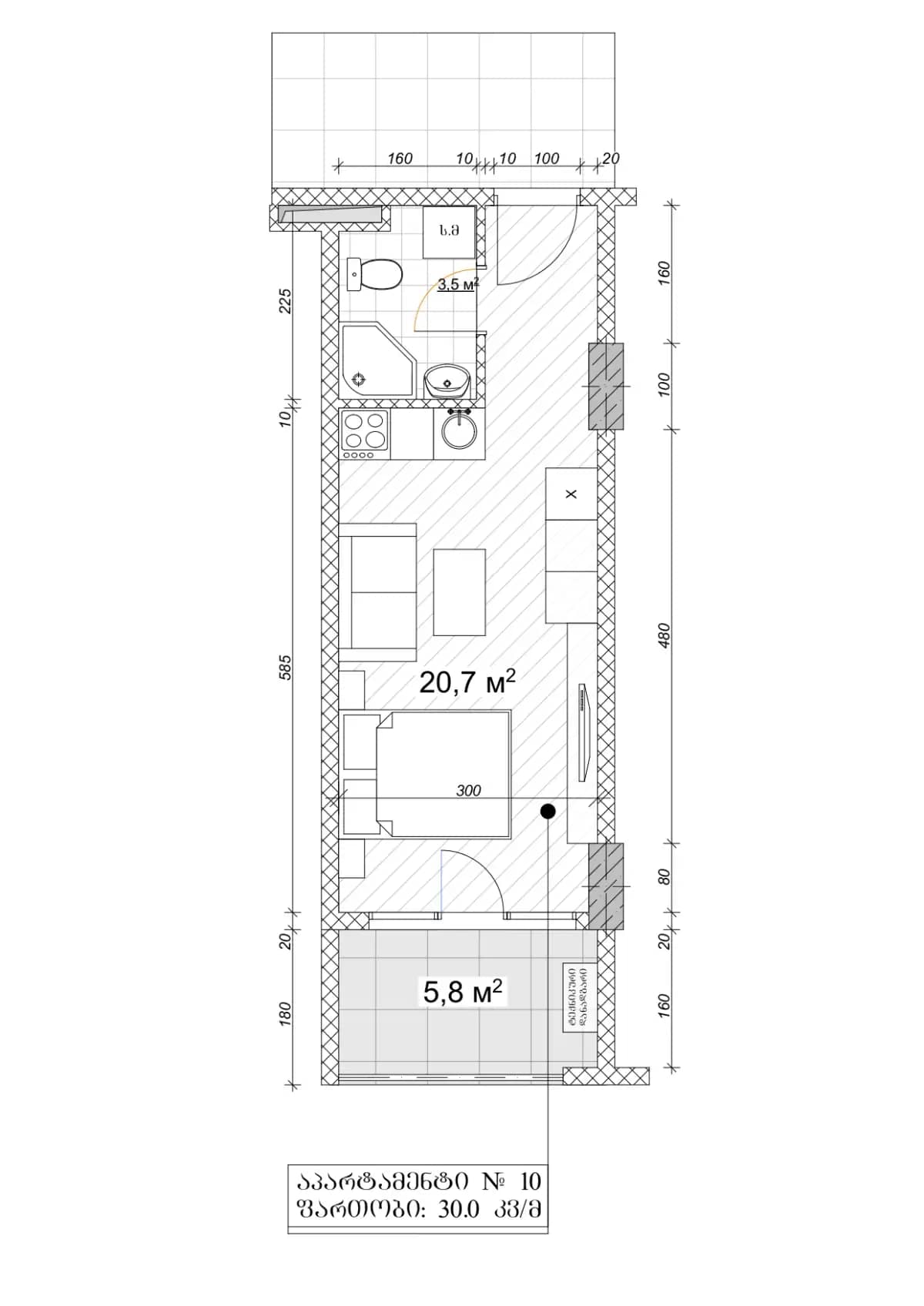 Studio, 30 m², Floor 8