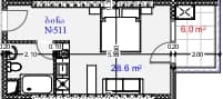 {{roomApartmentOrStudio}}, 34.6 მ², 5 სართული, Aquapark Residence ბათუმში