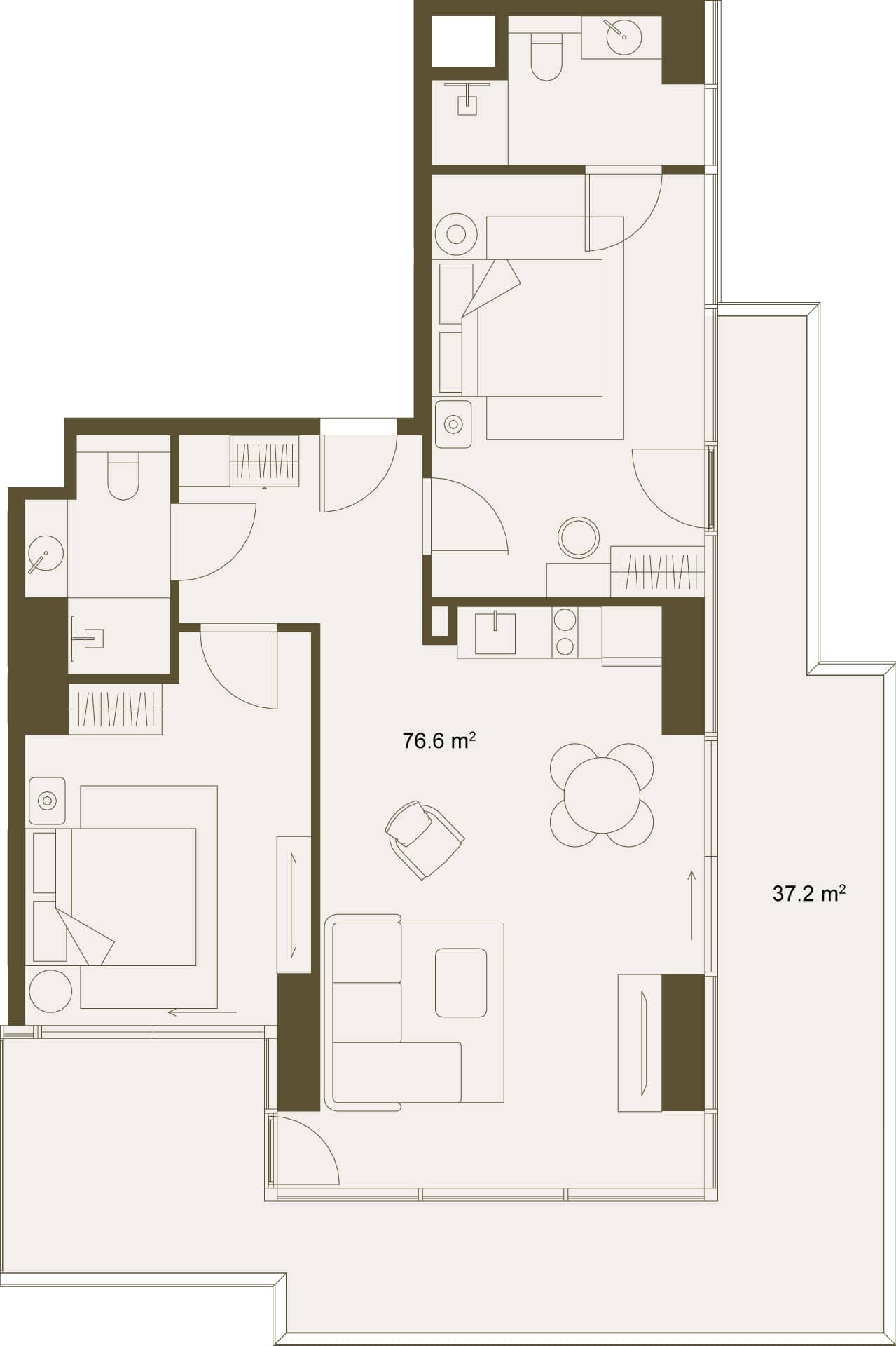 2-комн, 113.6 м², этаж 7