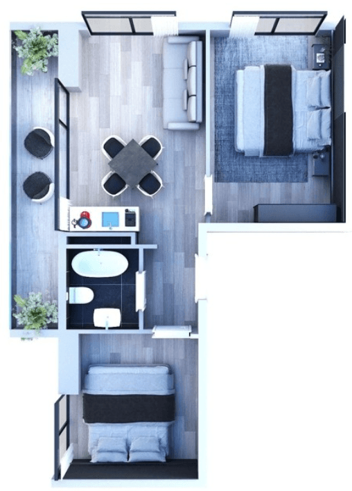 3-room, 61 m², of 19