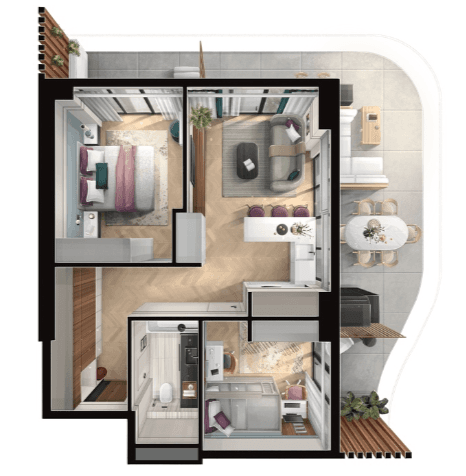 {{roomApartmentOrStudio}}, 99.22 მ², 2 სართული, Queen's residence ბათუმში