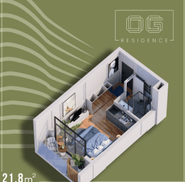 {{roomApartmentOrStudio}}, 21.8 მ², 10 სართული, OG Residence ბათუმში