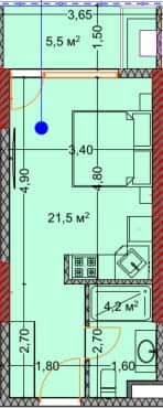 {{roomApartmentOrStudio}}, 31.3 მ², 27 სართული, OKTO Art House ბათუმში