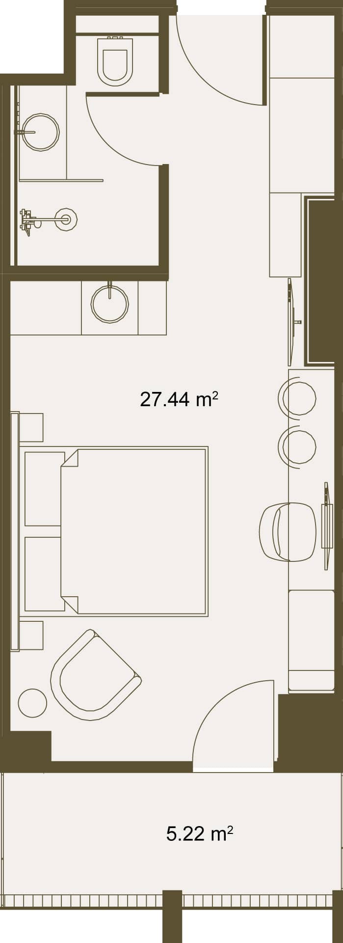 Studio, 32.66 m², 19 floor, Radisson Residences in Batumi