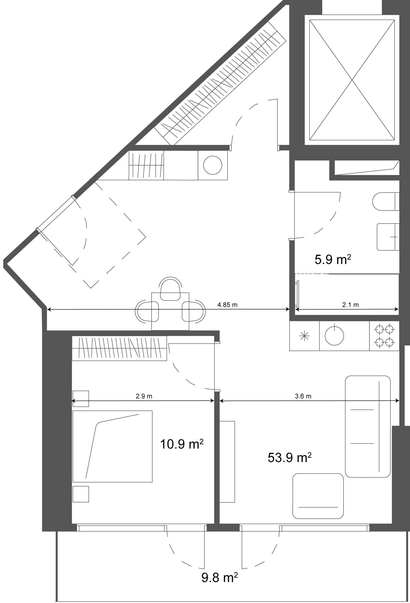 1-комн, 63.7 м², этаж 20