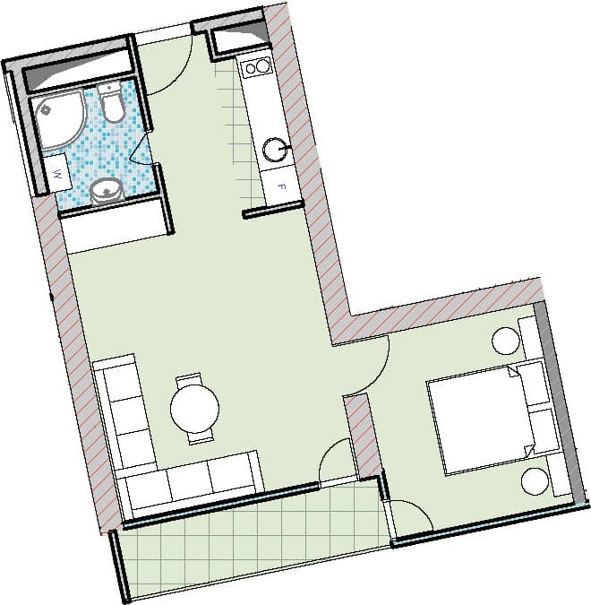 1-room, 45.9 m², Floor 31