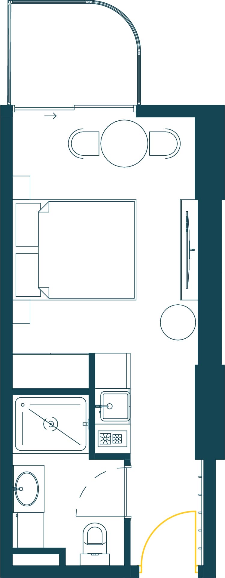 Studio, 28.8 m²