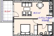 {{roomApartmentOrStudio}}, 53.7 м², 16 этаж в ЖК "Aquapark Residence"