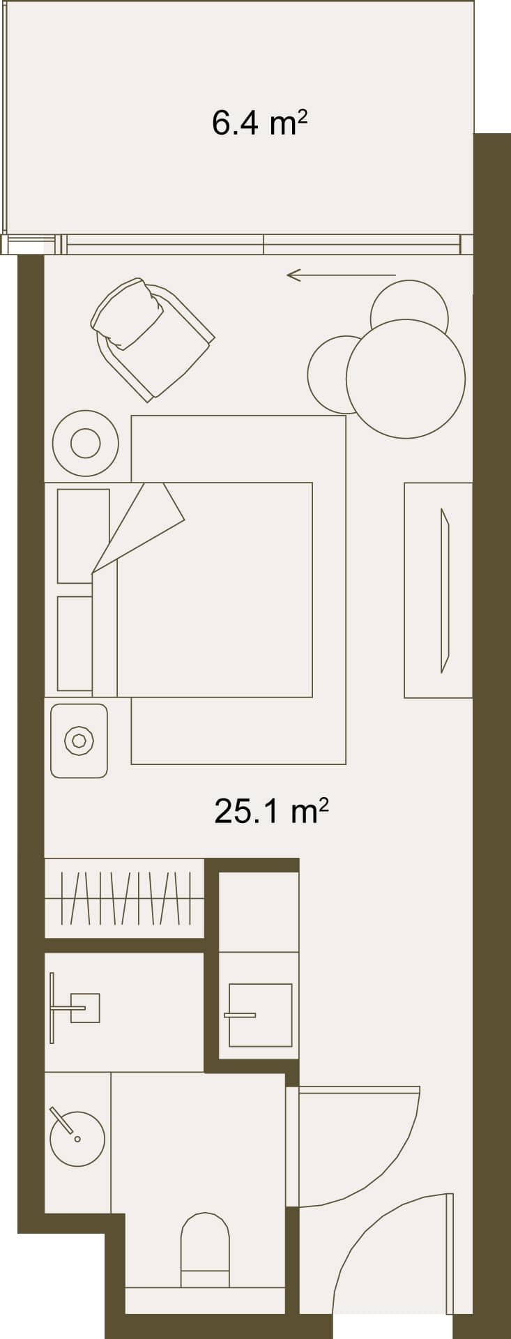 Studio, 31.8 m²
