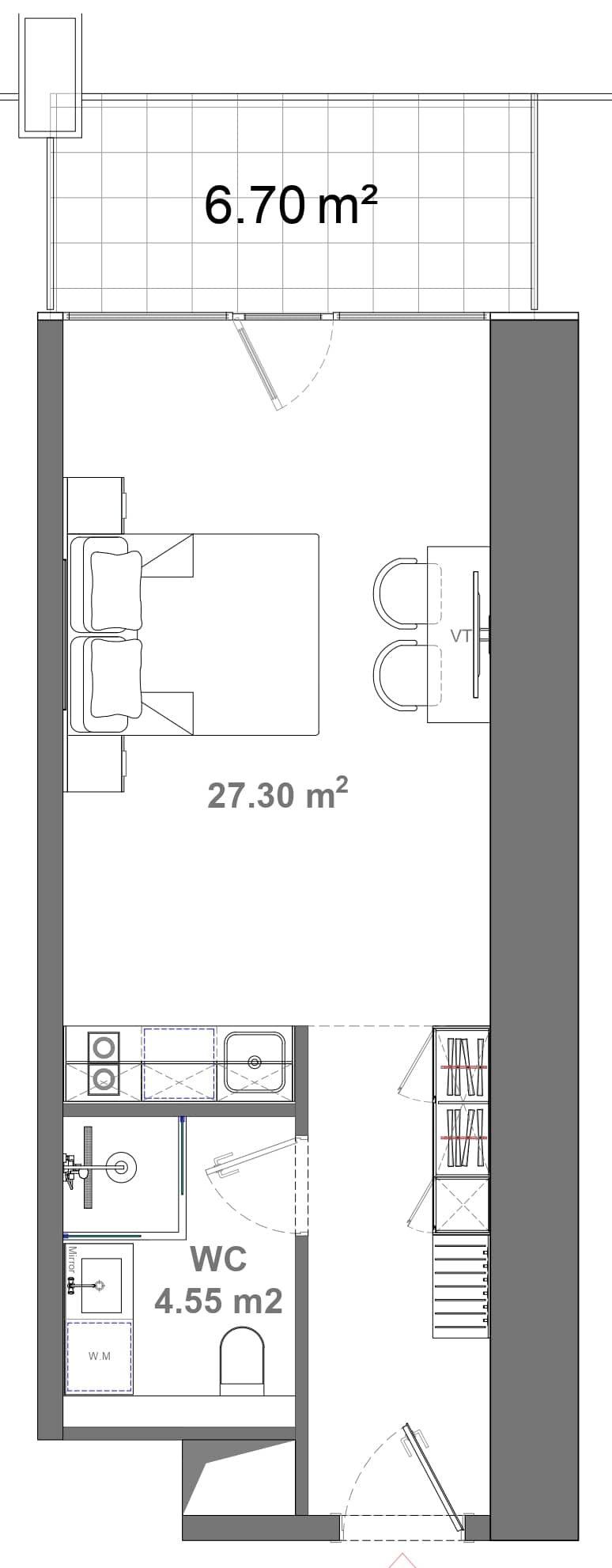 {{roomApartmentOrStudio}}, 38.55 m², 24 floor, Ambassadori Island in Batumi