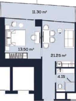 {{roomApartmentOrStudio}}, 50.2 მ², 51 სართული, Alliance Centropolis ბათუმში