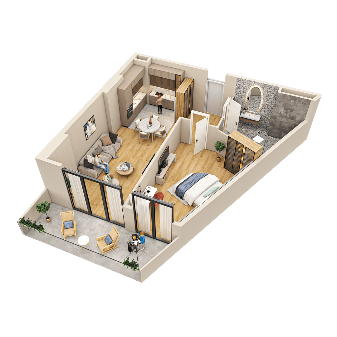 2-ოთახიანი, 55.9 მ², სართული 9