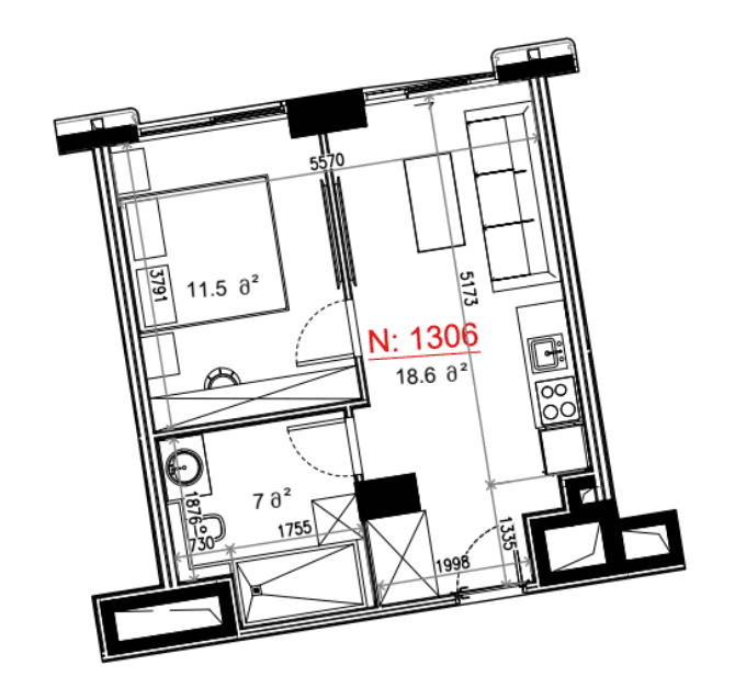 1-комн, 49.2 м²