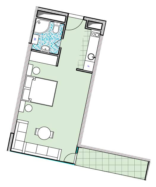 Studio, 39.7 m², Floor 35