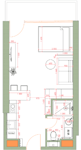 {{roomApartmentOrStudio}}, 34.74 მ², 5 სართული, 7th Heaven Residence ბათუმში
