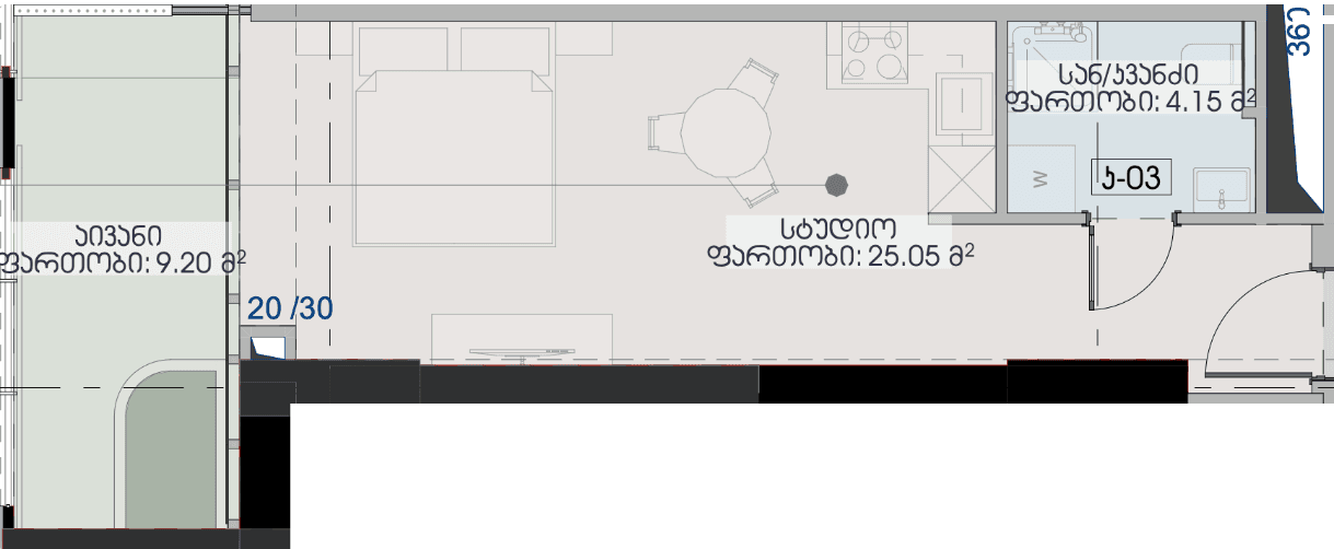 Студия, 38.4 м², этаж 40