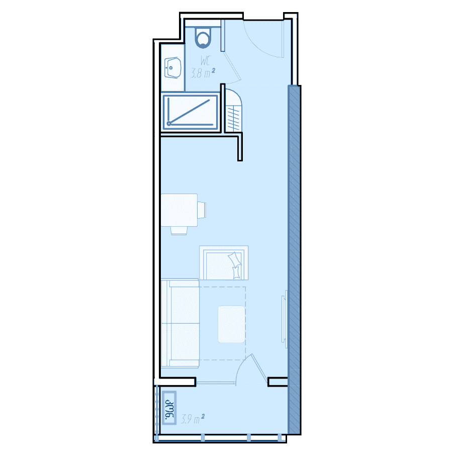 Studio, 32.1 m², Floor 35