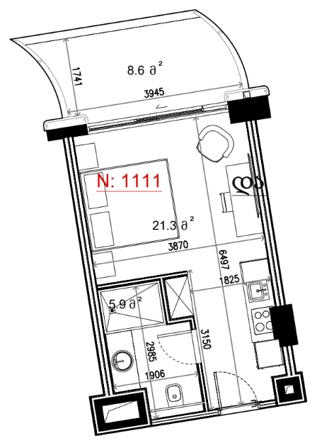 {{roomApartmentOrStudio}}, 35.8 м², 11 этаж в ЖК "Next Collection"