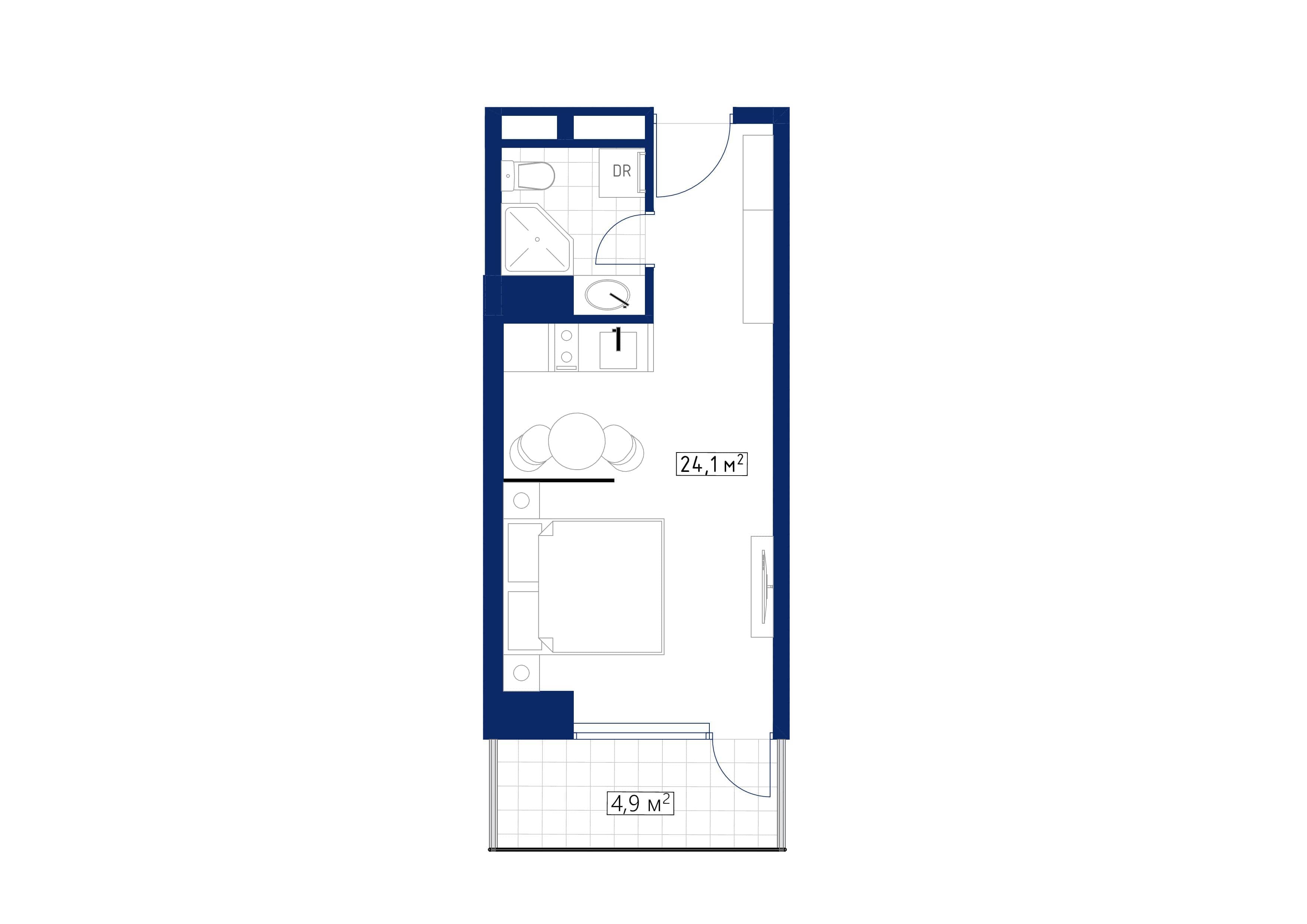{{roomApartmentOrStudio}}, 29.3 м², 39 этаж в ЖК "Calligraphy Towers"
